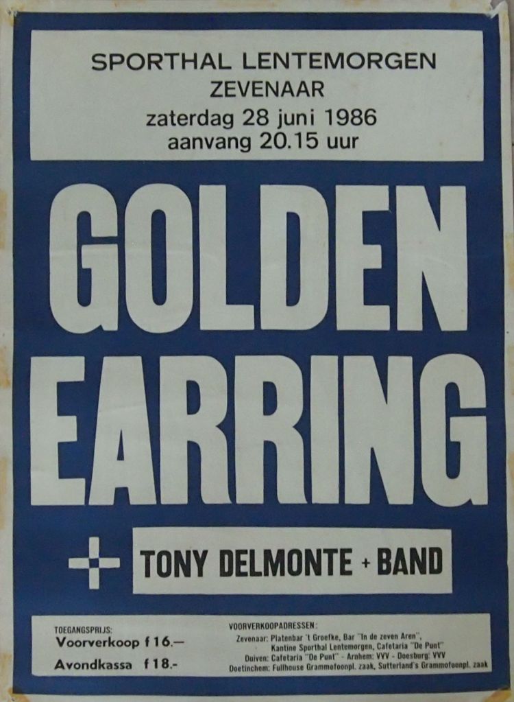 Golden Earring show poster June 28 1986 Zevenaar - Sporthal De Lentemorgen (Collection Edwin Knip)